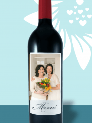 Personaliza Vino con foto "Felicidades Mamá"