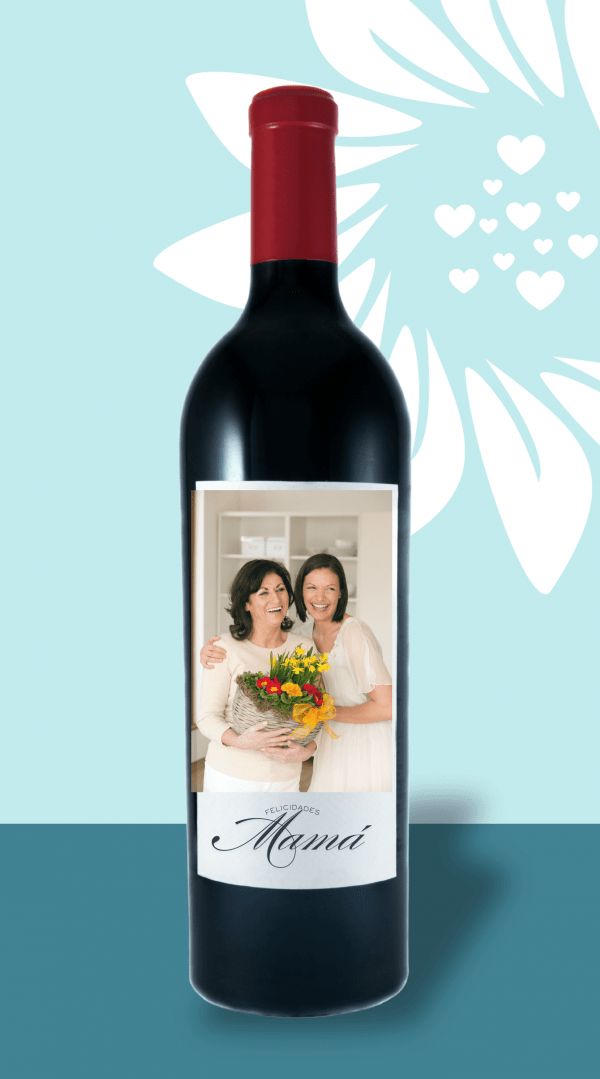 Personaliza Vino con foto "Felicidades Mamá"